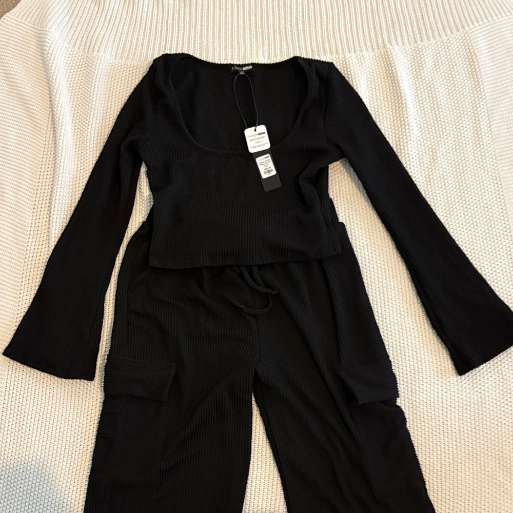 Fashion Nova Black Ribbed Ensemble